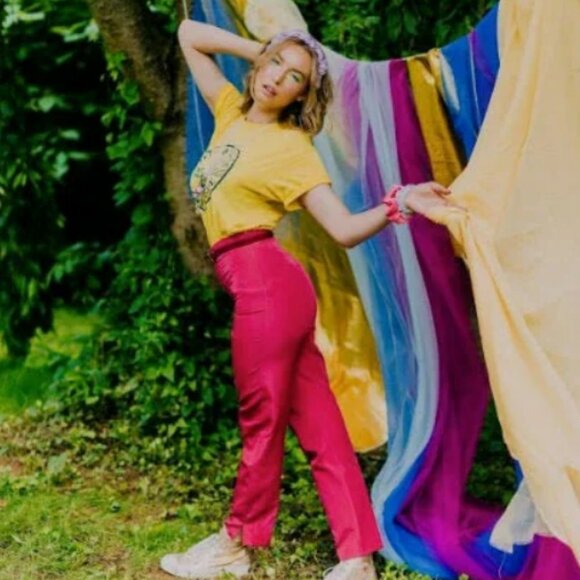 Hot Pink MaxMara Vintage Pleated Trousers with Rhinestone Belt - Made in Italy - Picture 2 of 9